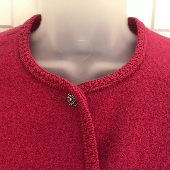 Geiger Austria Pink Button Front Cardigan Boiled Wool Sz 40 Sweater Knit Career - Picture 8 of 12
